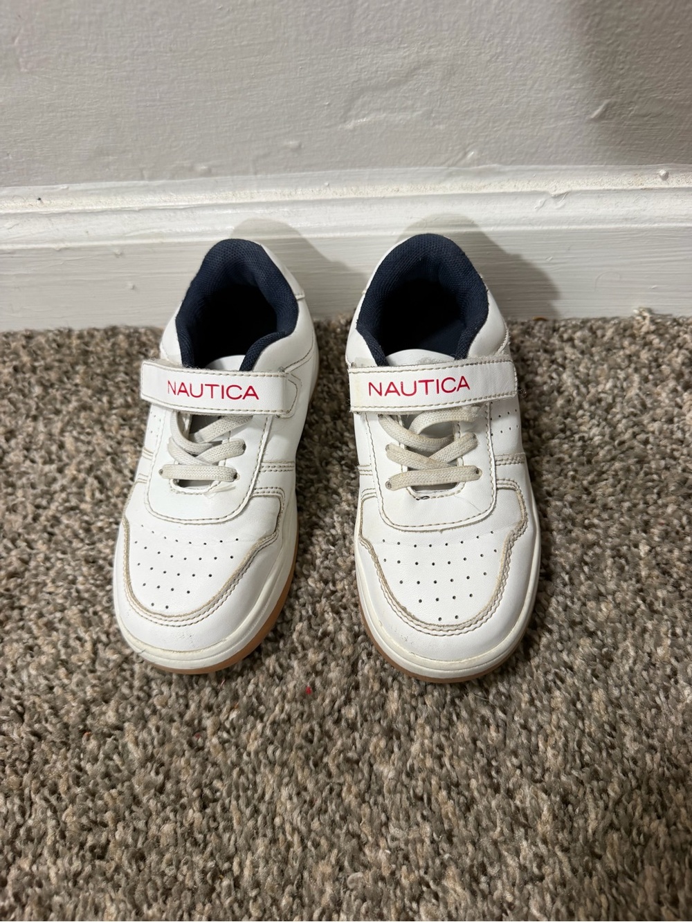 Nautica Kids White Sneakers with Navy Lining